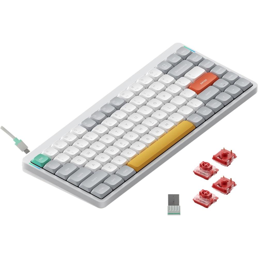 imagenuphy Air75 V2 Portable 75 Mechanical KeyboardWireless KeyboardSupports Bluetooth24GUSBC RGB Bluetooth Gaming KeyboardsCompatible with WindowsMac OSLinux SystemsGateron Wisteria SwitchWhite