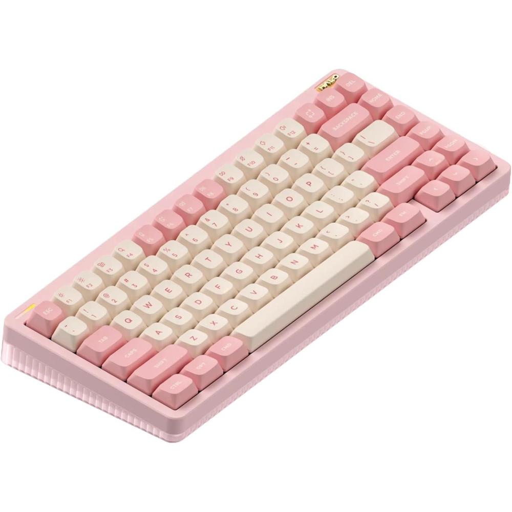 imagenuphy Halo75 V2 Mechancial Gaming Kyeboard75 Wireless Hot Swappable Bluetooth Keyboard83 Kyes RGB Backlit KeyboardSupport Bluetooth24GHzUSBC White Lemon 55gfPink