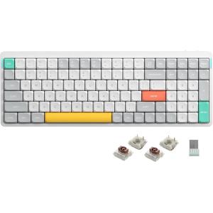 nuphy Air96 V2 Wireless Mechanical Keyboard,100 Keys RGB Backlit Keyboard,Supports Bluetooth 5.1,2.4G and Wired Connection,for PC/Laptop/Windows/Mac -Grey Gateron Aloe Switch(White)