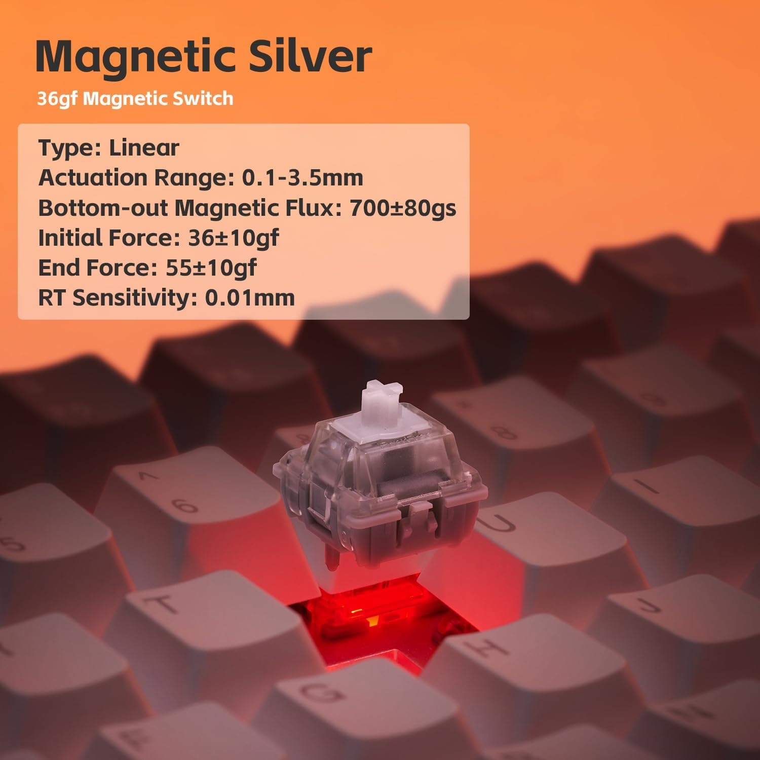 imagenuphy Field75 HE V2 Magnetic Keyboard 83 Keys 75 Layout Wired Gaming KeyboardsOne Knob Volume ControlHall Effect Keyboard Adjustable Actuation 8000 Hz Polling RateRapid TriggerMagnetic SilverMagnetic Silver Switch